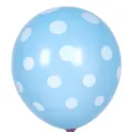 12-inch thickened latex balloon in light blue with white polka dots, ideal for party decor. - Light Blue with White Polka Dots
