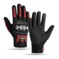 Tactical motorcycle racing gloves with hard shell protection and anti-slip palm design. - One Size / Full-Finger Steel Shell / Red
