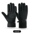 Zwarte winter thermische handschoenen voor heren, winddichte gevoerde skihandschoenen. - M / Stijl 01 / Zwart