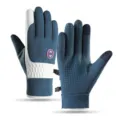 Guantes de invierno cálidos para ciclismo a prueba de viento antideslizantes táctiles deportivos - Talla única / Patchwork Azul Etiqueta Redonda