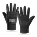 Black winter cycling gloves with touchscreen fingers, anti-slip palms and knuckle armor. - One Size / Black (Sport Inner Shell)