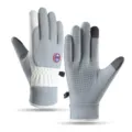 Guantes de ciclismo de invierno cálidos con forro polar cortavientos, táctiles y antideslizantes. - Talla única / Patchwork Gris Etiqueta Redonda