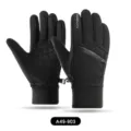 Heren winter warme fietshandschoenen, dikke fleece gevoerde winddichte antislip thermische handschoenen. - M / Stijl 03 / Zwart