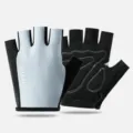 Halve vinger fietshandschoenen ademende sport fitness gym handschoenen voor heren dames buiten - M / Lichtblauw