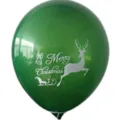 Ballon en latex de Noël vert avec renne blanc et impression Merry Christmas pour fête. - Style Noël C