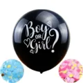 Μεγάλο Μαύρο Μπαλόνι 36 Ίτσες Gender Reveal Boy Or Girl Διακόσμηση Πάρτι με Κομφετί - Αποκάλυψη Φύλου Α / Μαύρο