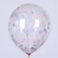 Ballon Transparent Confetti 12 Pouces avec Pois Rose et Violet pour Fete et Mariage - Confettis Blanc Rose Violet