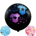 36 inch black gender reveal balloon with confetti boy or girl party decoration supplies - Gender Reveal F / Black