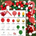 Kit arche de ballon de Noël avec ballons aluminium canne à sucre et boîtes cadeaux pour fête. - Ensemble de Noël 04