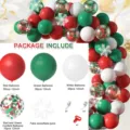 Christmas balloon arch kit with red green white confetti balloons and snowflakes for party decor - Christmas Set 05