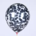 Ballon transparent rempli de confettis ronds sombres, ideal pour fete d'anniversaire et mariage. - Confettis Noirs