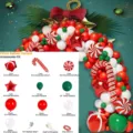Christmas balloon garland kit with candy cane, star, and gift box foil balloons for holiday decor. - Christmas Set 06