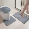Grauer Plüsch Toilettendeckel und Badematten Set, weiche saugfähige rutschfeste Matten. - 50*80cm / Grau