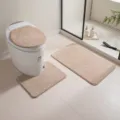 Beige Plüsch Toilettenmatten 3-teilig, weiche saugfähige Badematte und WC-Deckelbezug. - 50*80cm / Beige