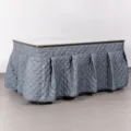 Grey quilted table cover for heating table, thick quilted table skirt, minimalist home style. - Zipper Cotton Gray Style