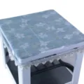 Copritavolo impermeabile per stufa quadrata, motivo floreale blu con bordo in pizzo elegante. - 75*75cm / Verde Lucido