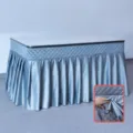 Quilted heating table cover with elegant skirt design, thick double layer fabric for winter warmth - 80*140cm/138cm / Zipper Double Layer Gray Blue