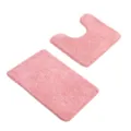 Ensemble tapis de bain rose, tapis de contour WC absorbant et antidérapant pour salle de bain - Rose