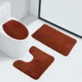 Braunes Badezimmer Matten 3-teilig Set Plüsch Toilettendeckel und saugfähige Teppiche - 40*45cm【Toilettendeckel】 / Braun