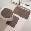 Braunes flauschiges Badezimmer Badteppich 3-teiliges Set rutschfeste Toilettenmatten - 50*80cm / Braun