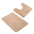 Ensemble de tapis de bain, tapis de sol moelleux antidérapant en kaki pour salle de bain. - Beige