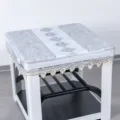 Waterproof square tablecloth cover with elegant lace trim, durable daily table protector. - 80*80cm / Glossy Leather Light Gray Marble Pattern