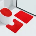 Rotes 3-teiliges Badematten-Set, weicher Plüsch-Toilettendeckelbezug, U-förmiger Teppich - 40*45cm【Toilettendeckel】 / Rot