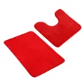 Ensemble de tapis de bain rouge absorbant avec tapis de contour WC et tapis antidérapant. - Rouge Vif