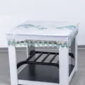 Square table cover waterproof oilproof heating table cloth with lace trim fresh style decorative - 80*80cm / Glossy Leather Green Combination Pattern