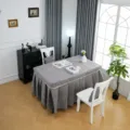 Grey quilted rectangle heater table cover set with lace trim, thick modern home dining decor. - 66*66*65cm / Starry Gray