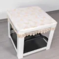 Waterproof square table cover with elegant lace trim for winter heater or table protection. - Glossy Leather Gold Hollow Square Grid