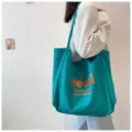Canvas tote bag for women large capacity shoulder bag summer casual shopping bag aesthetic - Green Letter Large Bag
