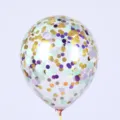 Ballon transparent avec confettis dorés, violets et menthe pour décoration de fête 12 pouces - Confettis Or Violet et Vert