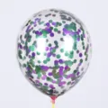 Ballon transparent de 12 pouces avec sequins verts et violets pour les fêtes de fête. - Paillettes Violet Vert
