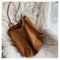 Brown canvas tote bag casual shoulder bag large capacity minimalist everyday fashion handbag. - Brown