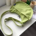 Green nylon crescent crossbody bag for women, minimalist daily casual shoulder bag with strap. - No Pendant / Grass Green
