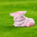 Graziosa statuetta in miniatura di volpe in resina rosa per decorazione giardino fai-da-te auto. - Fata Volpe Sdraiata