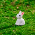 Mini statuetta di coniglio in resina bianca per decorazione paesaggio muschio, 2,5 cm. - Bianco