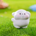 Mini mignon chiot blanc figurine résine ornement bureau micro paysage décoration printemps - Chiot Regardant