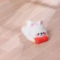 Adorable estatuilla de cachorro blanco micro paisaje resina decoracion escritorio - Cachorro glotón