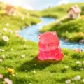 L'adorabile statuetta in resina di orsetto gommoso rosa trasparente miniatura auto 3.5x3cm - Orsetto di Fragola / Rosa