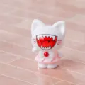 Cute mini devil cat figurine resin desktop ornament dollhouse toy 3cm high decoration - Big Mouth White