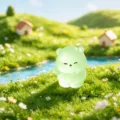 Mini statuetta di orsetto in resina luminosa, simpatico giocattolo per auto e scrivania. - Orsetto Pera / Verde