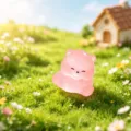 Simpatica statuetta in miniatura di orsetto in resina rosa traslucida, decorazione scrivania e auto. - Orsetto Pesca / Rosa chiaro