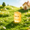Mignonne figurine miniature d'ours en bonbon résine lumineuse pour bureau et voiture 3cm - Orange