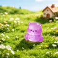 Jolie figurine miniature d'ours en bonbon en résine lumineuse violette pour déco - Violet