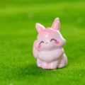 Simpatica statuetta volpe in resina rosa micro paesaggio fai da te auto 2.8cm - Fata Volpe Seduta