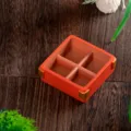 Miniature square divided container dollhouse food prop desktop accessory orange 4.7x1.8cm - Lacquer Wood Box