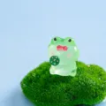 Carina statuetta di rana in resina paesaggio in miniatura decorazione scrivania verde - Rana con Baccello di Loto Luminoso