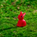 Miniatura coniglietto rosso statuetta resina per muschio paesaggio giardino ornamento - Rosso